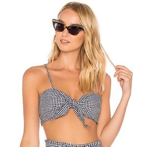 For Love & Lemons Gingham Bow Crop Top